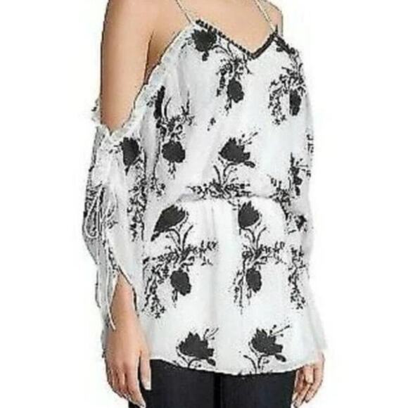 Alice Olivia Cold Shoulder Blouse Womens S Petite Holden Draped Off Shoulder NWT - Picture 3 of 11